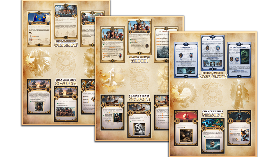 three pages of the buccaneer heroes events file