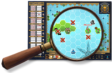 Filled out Captain's Log sheet with magnifying glass