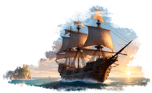 A Majestic Galleons Sailing on a Beautiful Caribbean Sea